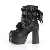 Chain Lace Up Bow Round Toe Square Heel Shoes